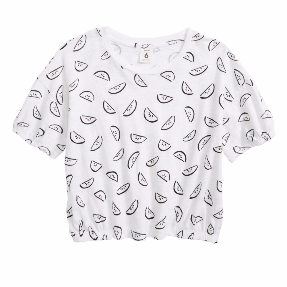 Stem Gathered Sleeve Boxy Tee Top Little Girls New